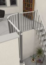 Parapeti piire vertikaalsete vardade ja puidust käsipuudega ümmarguse - Image 4